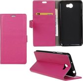 Litchi cover roze wallet case hoesje Huawei Y5 2 en Y6 2 Compact