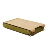 Bosign mini (kleine) Laptray/Schoottafel Olijfgroen met houten bovenblad - 43 x 23 x 6 cm