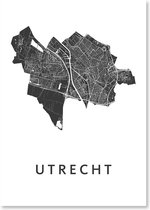 Kunst In Kaart Utrecht - Stadskaart Poster A3 - Wit