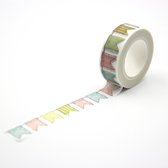 Vlaggetjes / Vlaggen - Decoratie Washi/ masking papier tape - 15 mm x 10 m - LeuksteWinkeltje