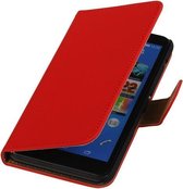 Rood Effen Booktype Sony Xperia E C1605 Wallet Cover Hoesje