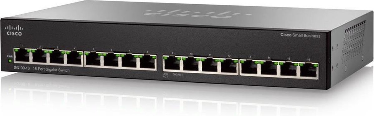 Cisco Small Business SG110-16 Unmanaged L2 Gigabit Ethernet (10/100/1000) 1U Zwart