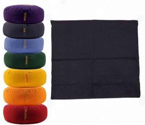 Meditatiemat hoes indigo 6e chakra - 65x65x5 - Katoen - Indigo - Biologisch van Yogi & Yogini — afbeelding 2