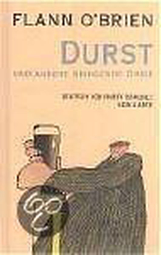 Livre 'DURST' de FLANN O'BRIEN, illustré d'un homme tenant une bière.