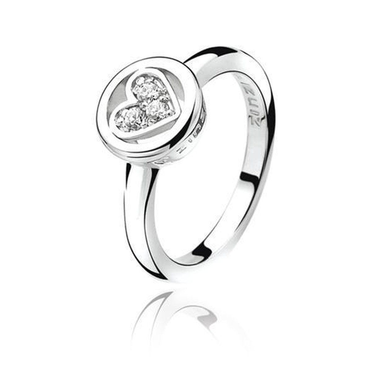 ZINZI zilveren ring hart wit LOVER3 | bol.com