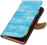 Lizard Bookstyle Wallet Case Hoesjes voor Microsoft Lumia 640 XL Turquoise