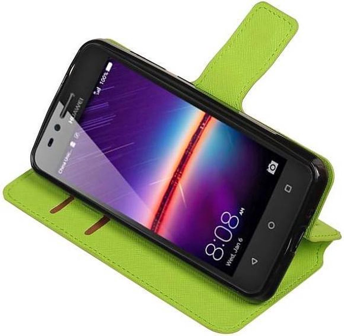 Cross Pattern TPU Bookstyle Wallet Case Hoesjes Geschikt voor Huawei Y3II Groen