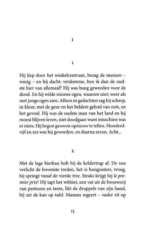 Pagina's 1 en 2 van een boek met Nederlandse tekst.