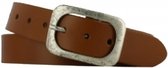Leren Riem - Cognac - 4 cm Breed - Maat 105 (totale lengte 120) - Met Nikkelvrije gesp