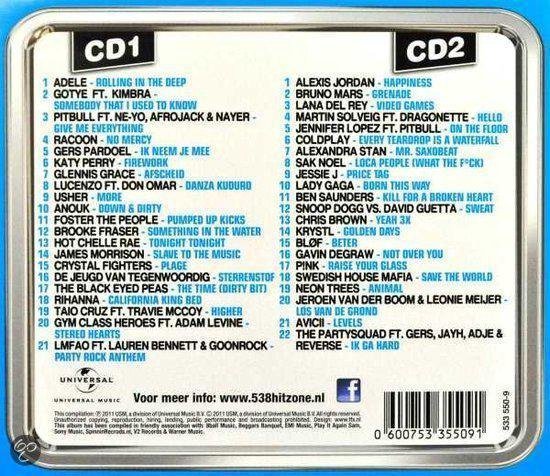 Achterkant van een CD hoesje met CD1 en CD2 tracklijsten.