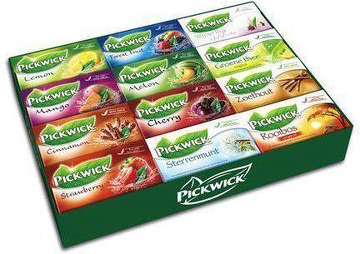 Duizeligheid Muildier wenkbrauw Pickwick drank: Theedisplaybox Pickwick 12 soorten | bol.com