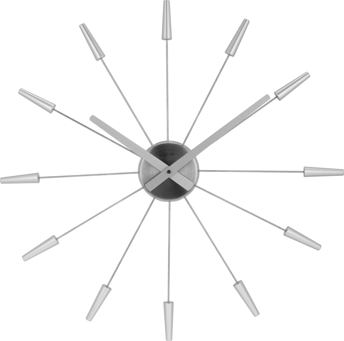 NeXtime Plug Inn – Stille Wandklok – 58 cm – Metaal – Zilver