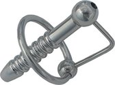 Holle geribbelde metalen penisplug 8 mm met eikelring