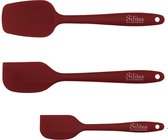 3 delige siliconen spatel set - Bordeaux Rood