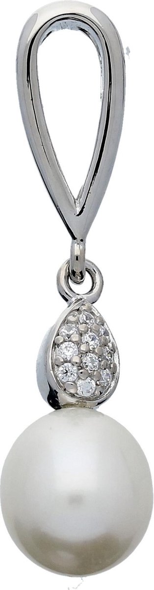 Silver Lining hanger met parel - zilver - witte zoetwaterparel Ø12 mm - gerodineerd