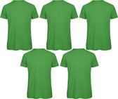 Senvi 5 pack T-Shirt -100% biologisch katoen - Kleur: Groen - XL