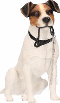 Honden beeldje Jack Russel hond met riem 15 cm