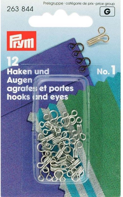 Prym Haken en ogen Messing Zilverkleurig No. 1