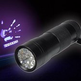 Aluminium UV zaklamp - Zwartlight ultra violet - 9 led - o.a. handig voor controle van briefgeld - Heble