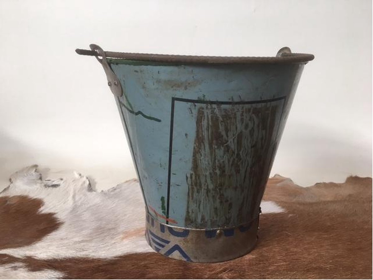 Goedkoopste Emmer van gerecycled ijzer - bloempot - 26x26cm - Diverse kleuren