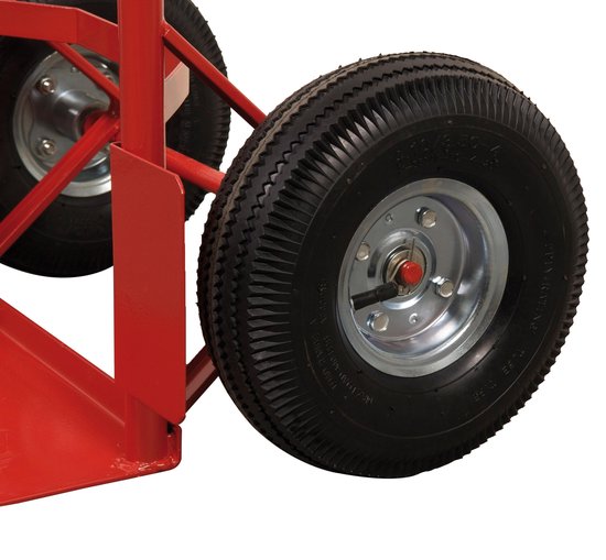 FERM - TTM1028 - Steekwagen - Maximaal draagvermogen - 225kg – Steekplaat - 350x180mm - kogel - Gelagerd - Met - Luchtbanden - Voor - Optimale - Wendbaarheid - 119,5cm hoog - Handvatten met beugel - Rood - Chariot - Trolley -Hand truck - Sackkarre