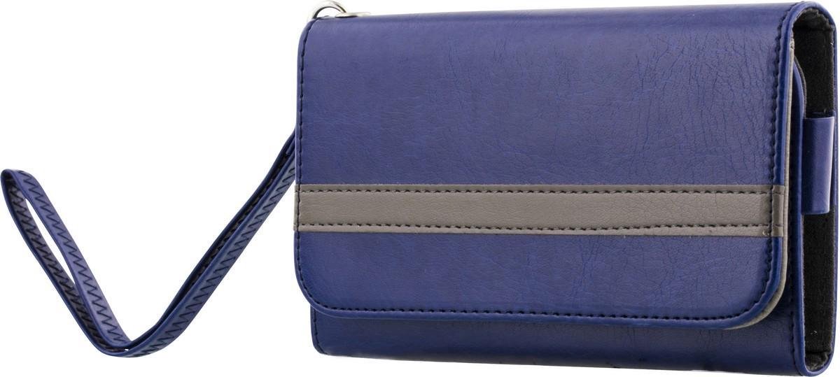 STREETZ IP6-936, Portemonnee hoesje voor 4-5,1 "smartphones, kunstleer, 4 creditcards, 1 vak voor bankbiljetten, riemhouder, nekriem, polsband, blauw