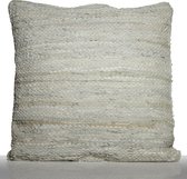 Pillow Woven Leather Light Grey 60x60cm