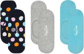 Happy Socks - 3-Pack Big Dot Liners Sokken Blauw Grijs Mutli - 36-40