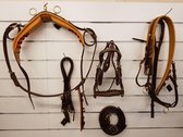 Enkelspan tuig bruin, lichtbruin onderlegd, Pony
