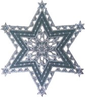 Kerstkleed - Grijs met sterren in rand - ster 35 cm