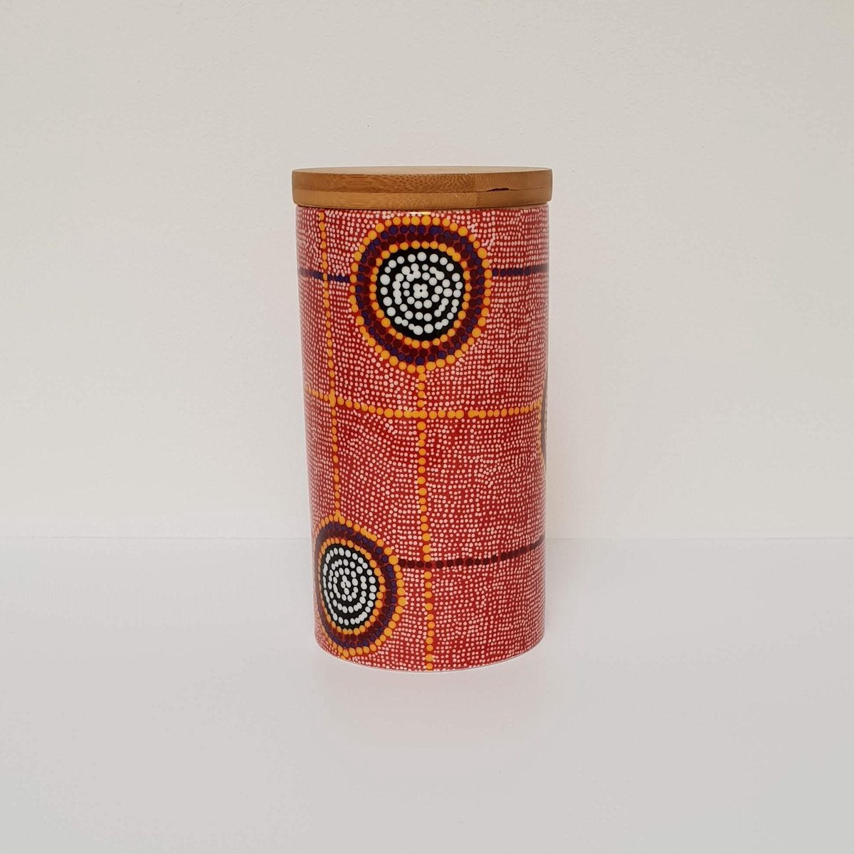 Designvoorraadbus met deksel - Debbie Napaljarri Brown - Aboriginal collectie