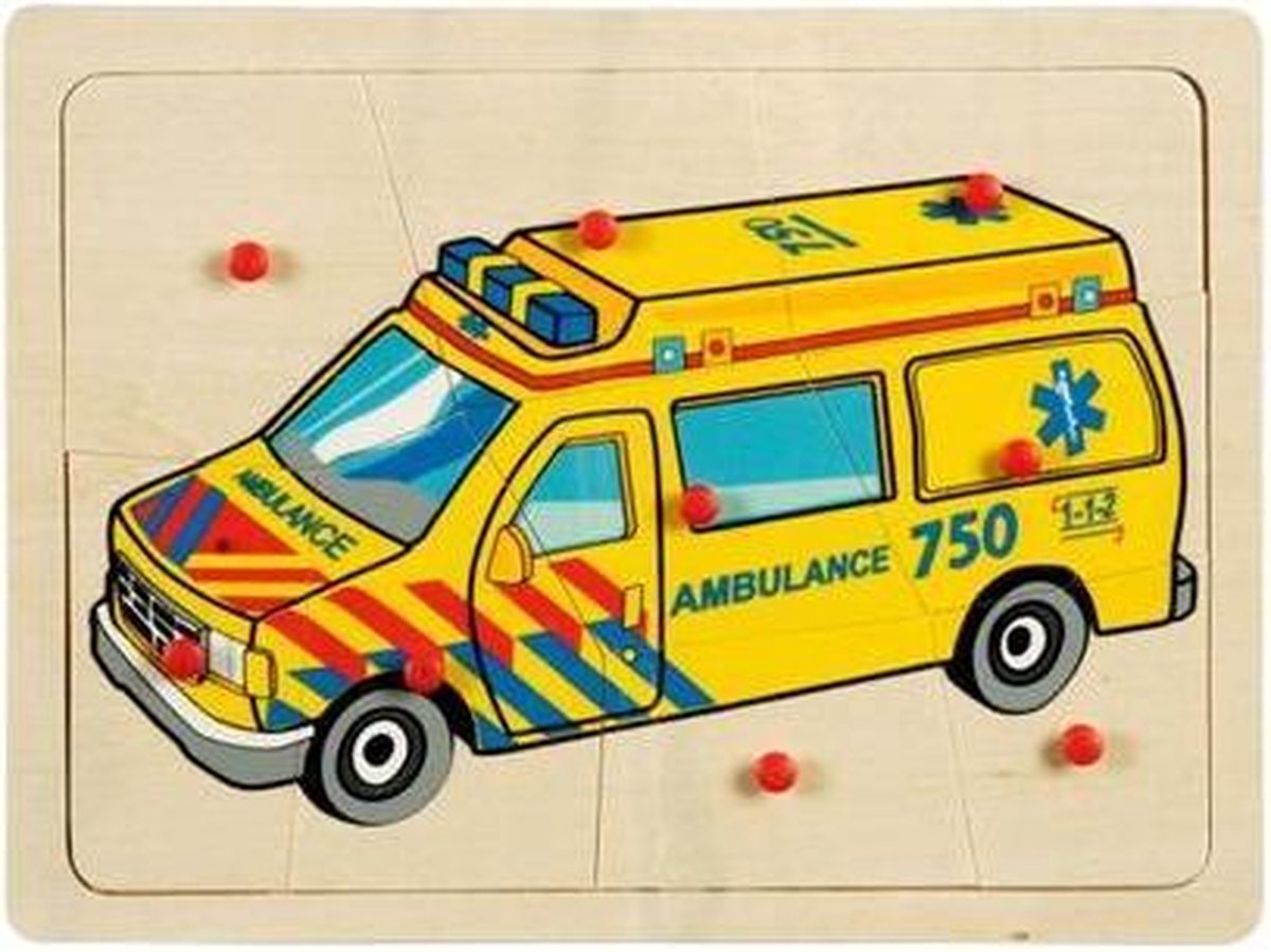 Afbeelding van product Playwood  Houten puzzel ambulance 112 hout