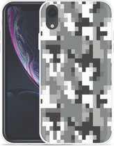 Geschikt voor Apple iPhone Xr Hoesje Pixel Camouflage Grey - Designed by Cazy
