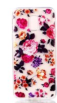 Shop4 - Samsung Galaxy J6 (2018) Hoesje - Zachte Back Case Levendige Bloemen Transparant