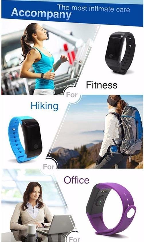 Activity tracker zwart met hartslagmeter Hoogtemeter Calorieteller