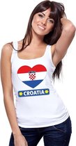 Kroatie hart vlag singlet shirt/ tanktop wit dames L