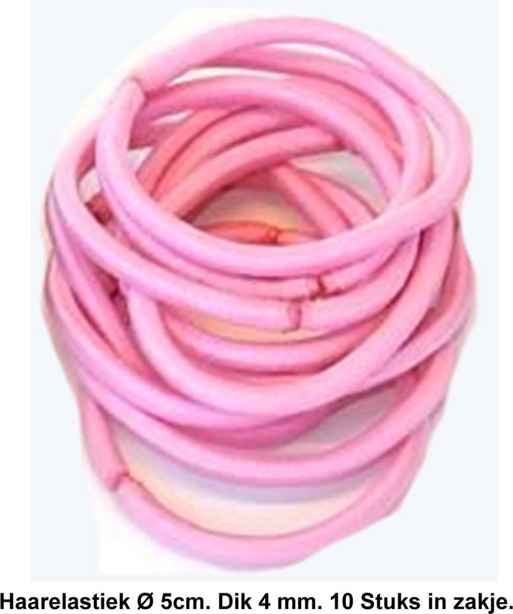 Rojafit Haarelastiekjes – Ø 5 cm. / 4 mm. dik - 10 stuks – Pink
