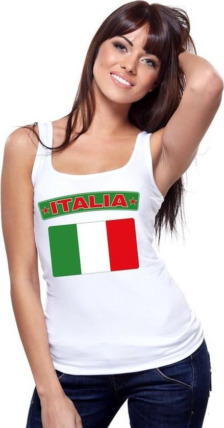 wrijving dief aankleden Singlet shirt/ tanktop Italiaanse vlag wit dames S | bol.com