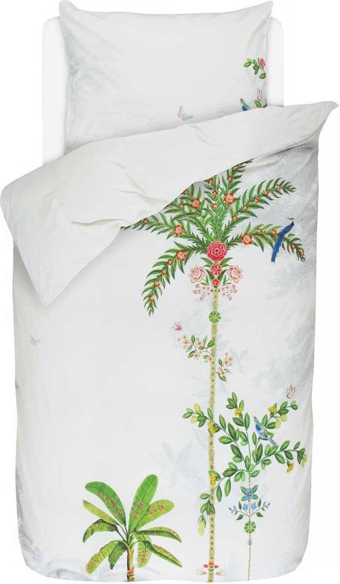Pip Studio Indian Palms Dekbedovertrek - Eenpersoons - 140x200/220 cm - Wit
