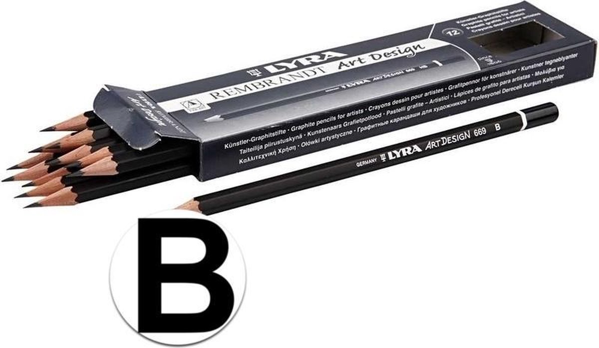 12 stuks professionele tekenpotloden hardheid B