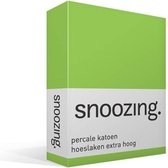 Snoozing - Hoeslaken - Extra hoog - Lits-jumeaux - 200x200 cm - Percale katoen - Lime