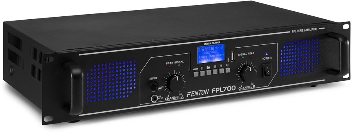 Versterker 2x 350W - Fenton FPL700 digitale klasse-D versterker met Bluetooth en mp3 speler