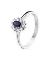 The Jewelry Collection Ring Saffier En Diamant 0.08 Ct. - Witgoud