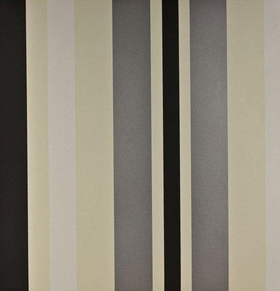 Dutch Wallcoverings Papierbehang - Streep - Crème/zwart