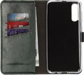 Selencia Hoesje Geschikt voor Samsung Galaxy A50 / A30s Hoesje Met Pasjeshouder - Selencia Echt Lederen Bookcase - Groen