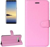 For Samsung Galaxy Note 8 Litchi structuur horizontaal Flip lederen hoesje met houder & Card Slots & Wallet(roze)