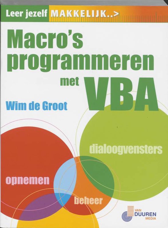 Cover van het boek 'Macro's programmeren met VBA' van de Groot
