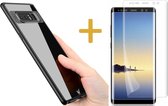 Hoesje geschikt voor Samsung Galaxy Note 8 - Hardcase met Soft Siliconen TPU Zijkant Transparant Zwart Hoesje + Full Screen Screenprotector PET - 360 Graden Bescherming