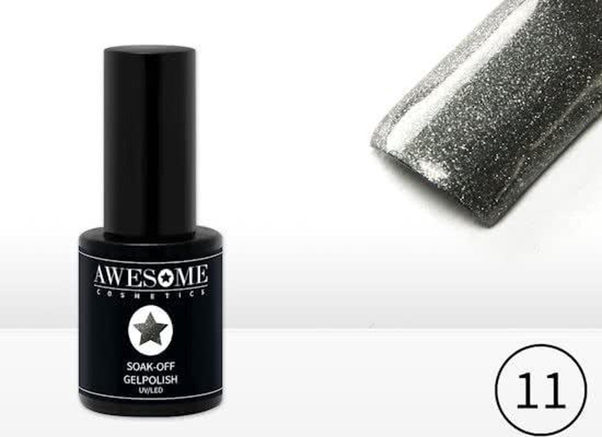 Goedkoopste Awesome 11 Grijs met fijne glitter Gelpolish - Gellak - Gel nagellak - UV & LED