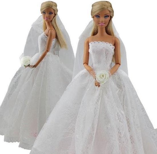 Voor de Pop | Witte Prinsessen Trouwjurk voor modepop | Barbie |  Poppenkleertjes |... | bol.com